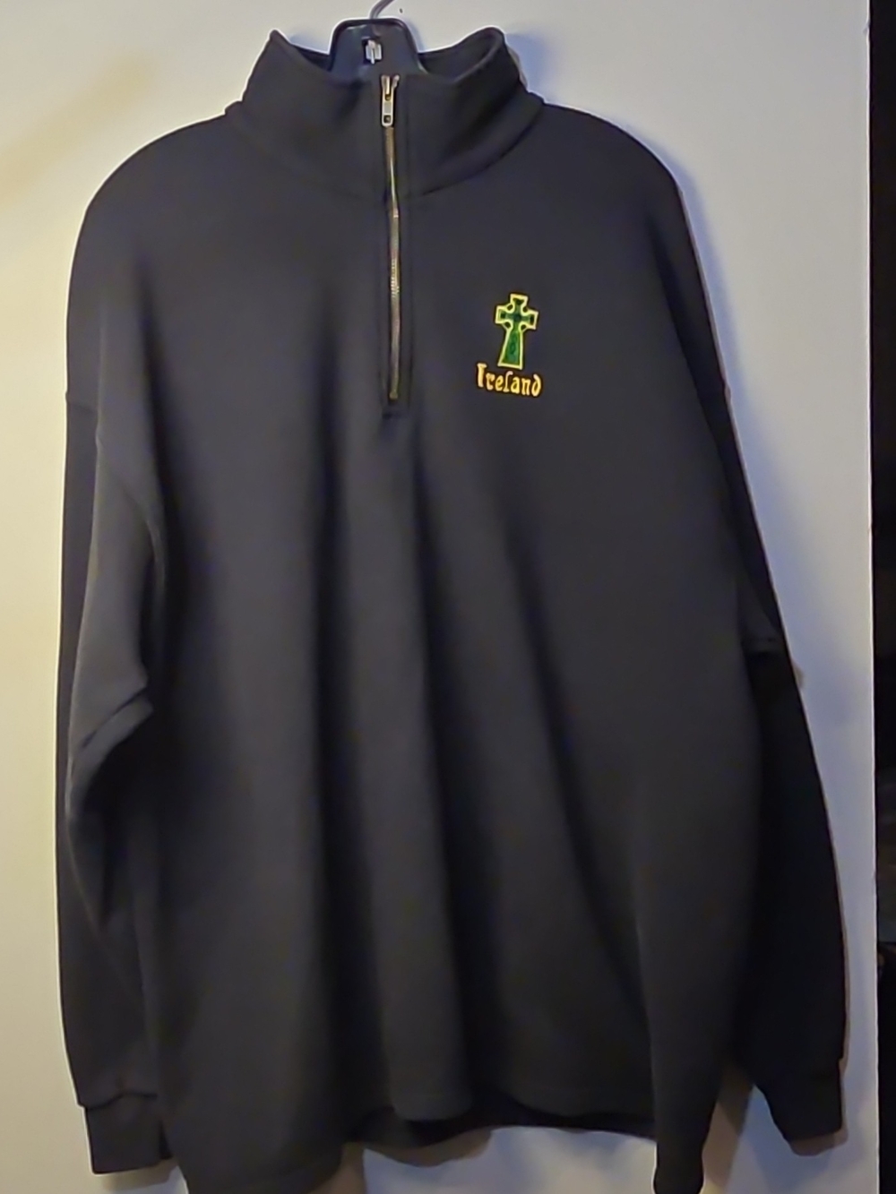 vintage Heavyweight Men’s Black Fleece 1/4 Zip Mock Neck Sweatshirt XL Ireland